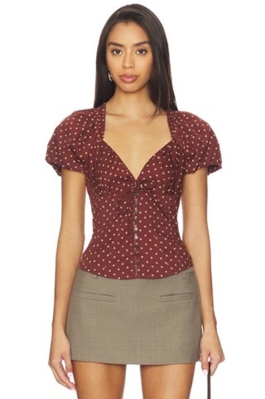 Free People summer printed blouse women's size M